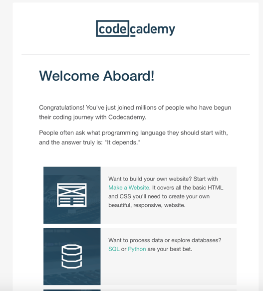 codecademy Touro Graduate School of Technology Learn to code for FREE HTML CSS Email