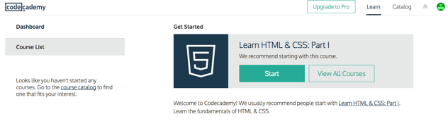 codecademy Touro Graduate School of Technology Learn to code for FREE HTML CSS get started